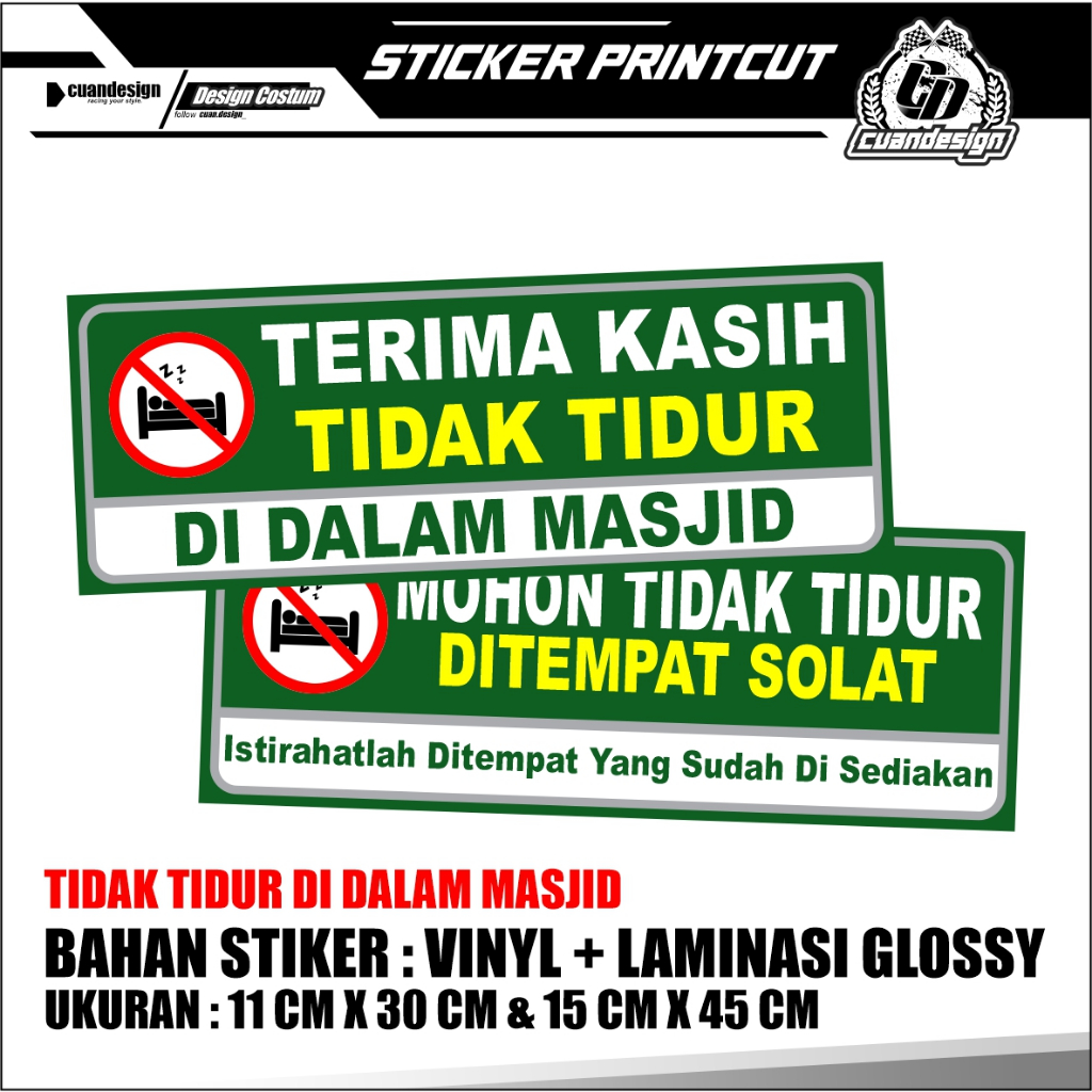 Jual Stiker Sticker Dilarang Tidur Di Masjid Laminasi Glossy Shopee