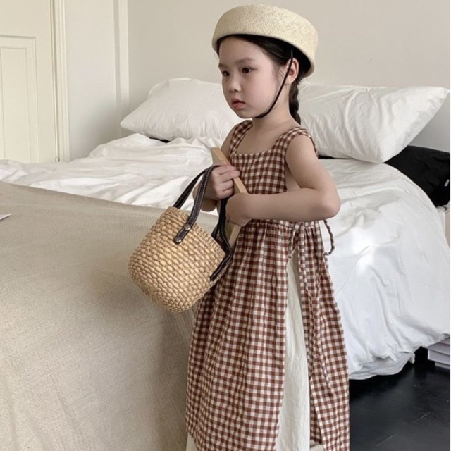 Gingham pinafore skirt