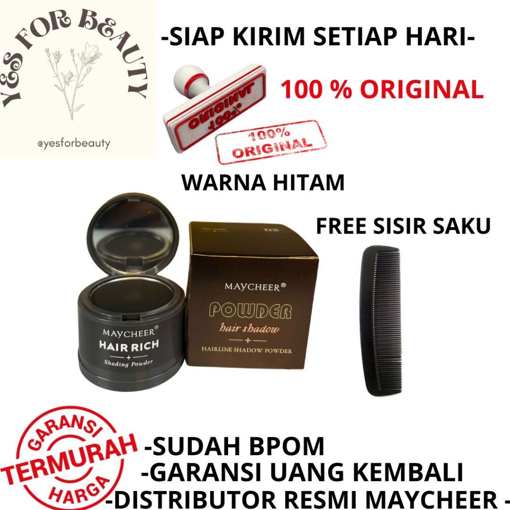 Jual MAYCHEER HAIR SHADOW WARNA HITAM PENUTUP HAIRLINE BEDAK PENUTUP ...
