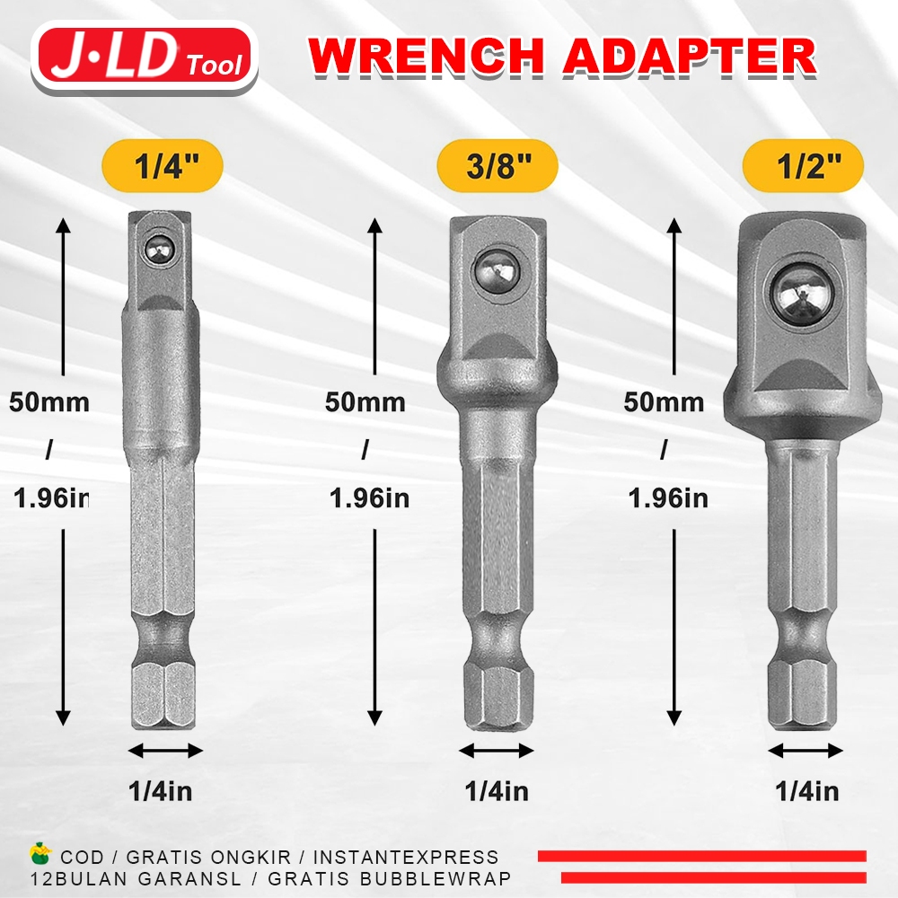 Jual JLD Socket Adapter Drill Bits Hex Shank Impact Driver Tools 1/4