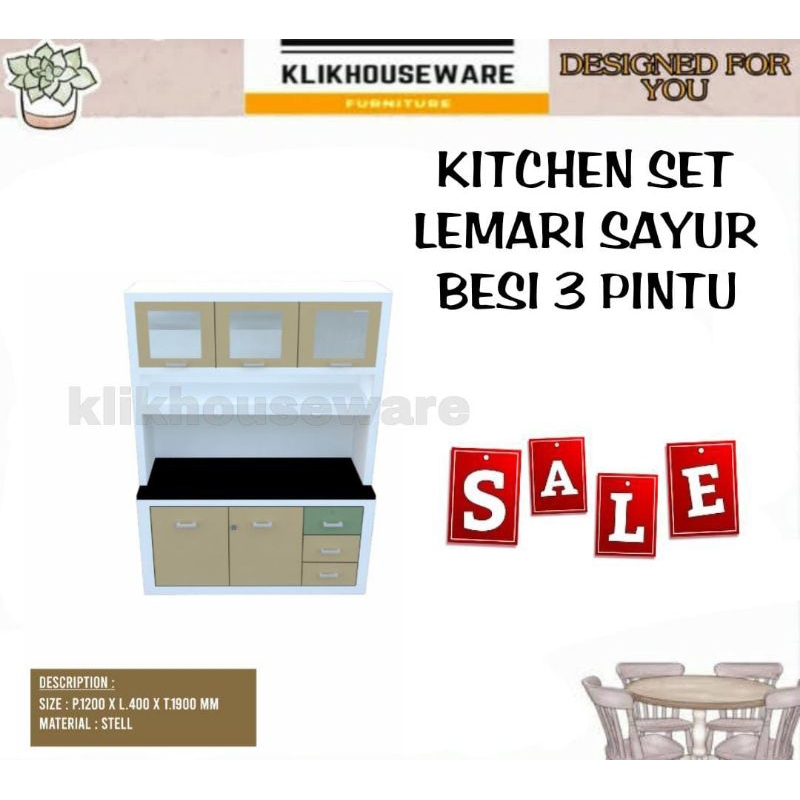 Jual Kitchen Set Lemari Sayur Besi Rak Dapur Rak Piring Full Besi 3 ...