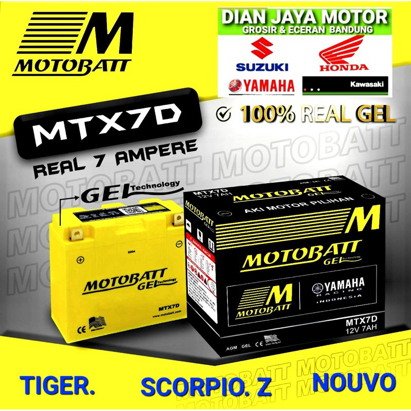 AKI ACCU MOTOR MF KERING MTX7D MOTOBATT TIGER SCORPIO Z NOUVO