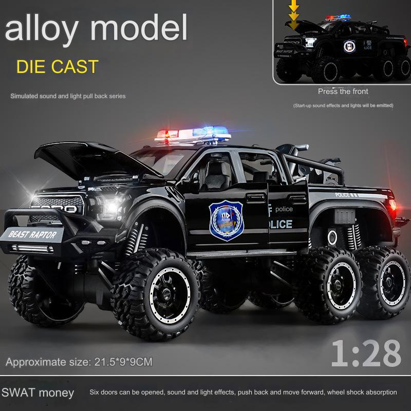 Jual (R052) Diecast 6x6 Beast Raptor Police + ATV, Dodge Ram 6x6 ...