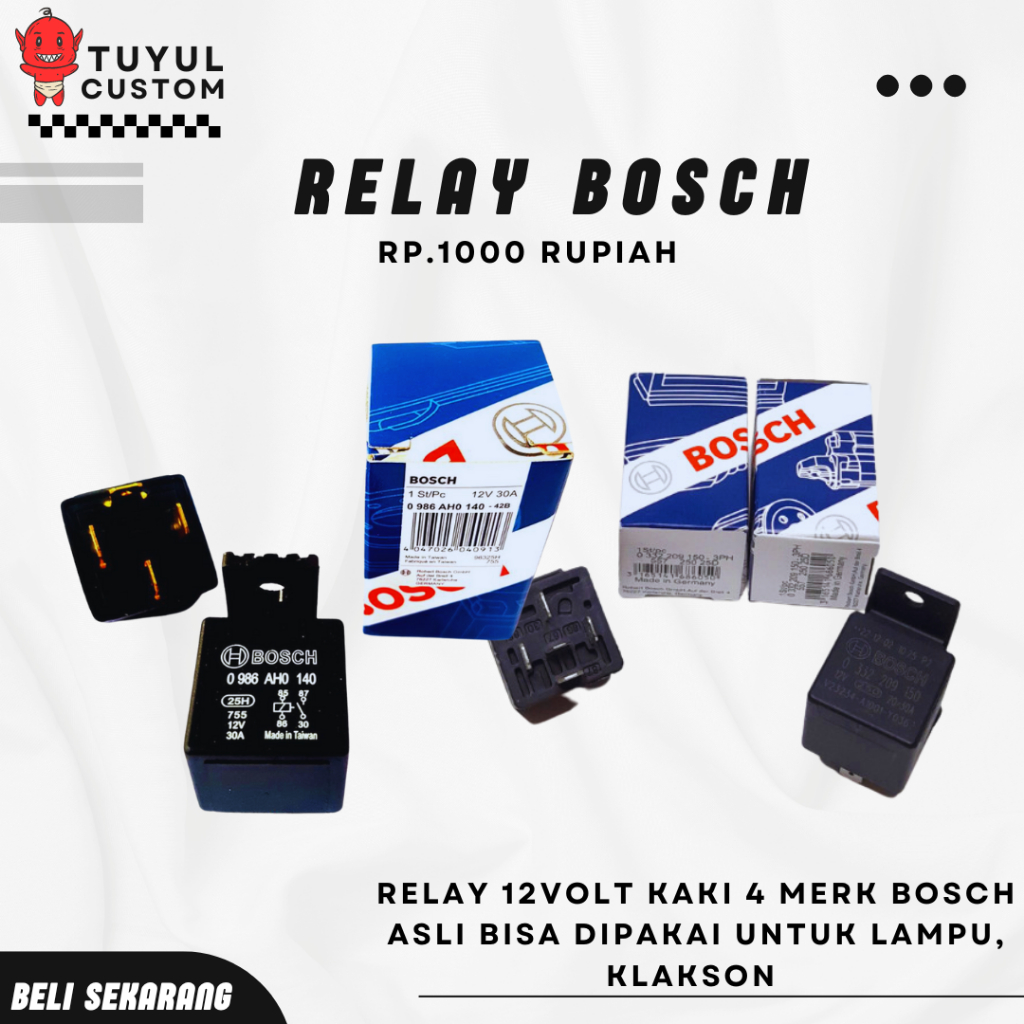 Jual RELAY BOSCH 12V 4 KAKI / RELAI KLAKSON / RILEY KLAKSON 4 KAKI 100