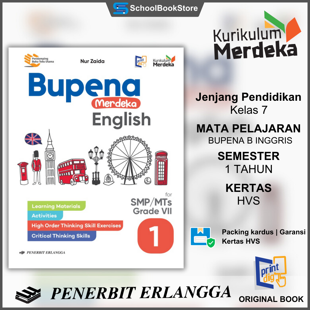 Jual Buku Paket Bupena Merdeka Bahasa Inggris Kelas Kls 1 7 Vii Kurikulum Merdeka Untuk Sekolah