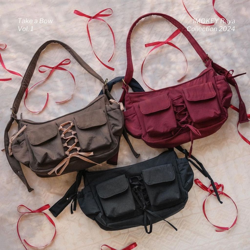 Jual IMOKEY Ruby Ribbon Bag Shoulder Sling Bag Tas Wanita Shopee Indonesia