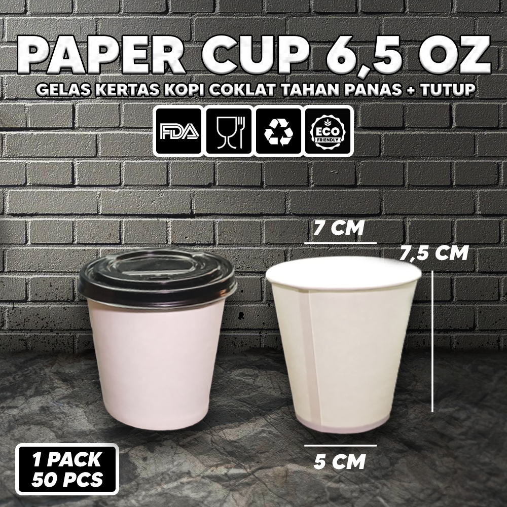 Jual Paper Cup Polos 6 5 Oz Gelas Kertas Tahan Panas Tutup Shopee