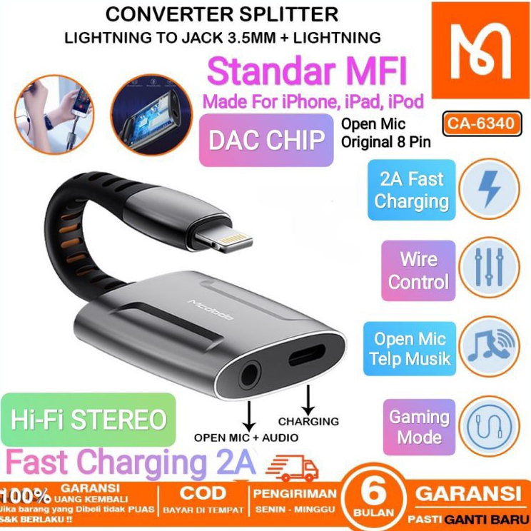 Jual Uw Mcdodo Adapter Converter Splitter Iphone To Audio Jack Mm Dan