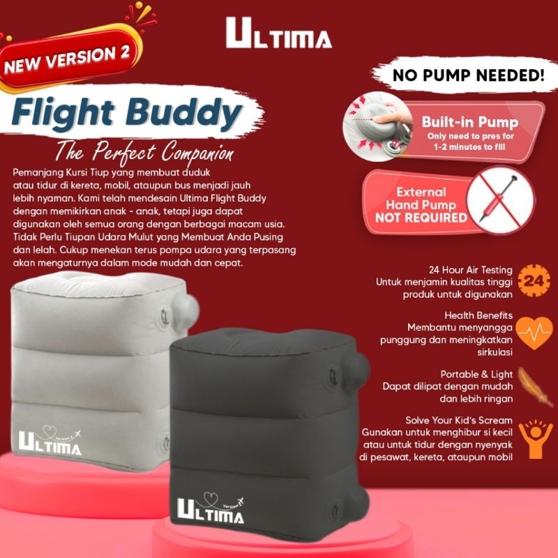 Jual ULTIMA Flight Buddy Ver2 TANPA POMPA Inflateable Foot Rest Blue ...