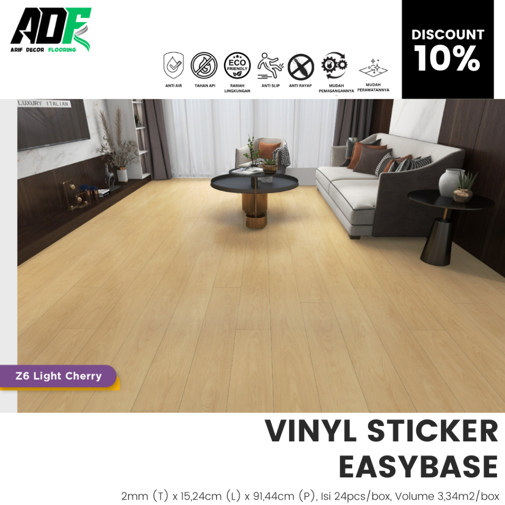 Jual Vinyl Sticker Lantai Premium Easybase Tebal 2mm Motif Wood - Korea ...