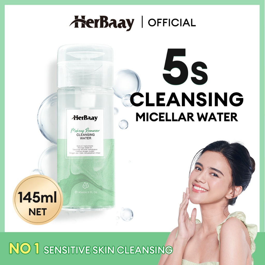 Jual HerBaay Micellar Water 145ml Pembersih Wajah 5S Cleansing Makeup