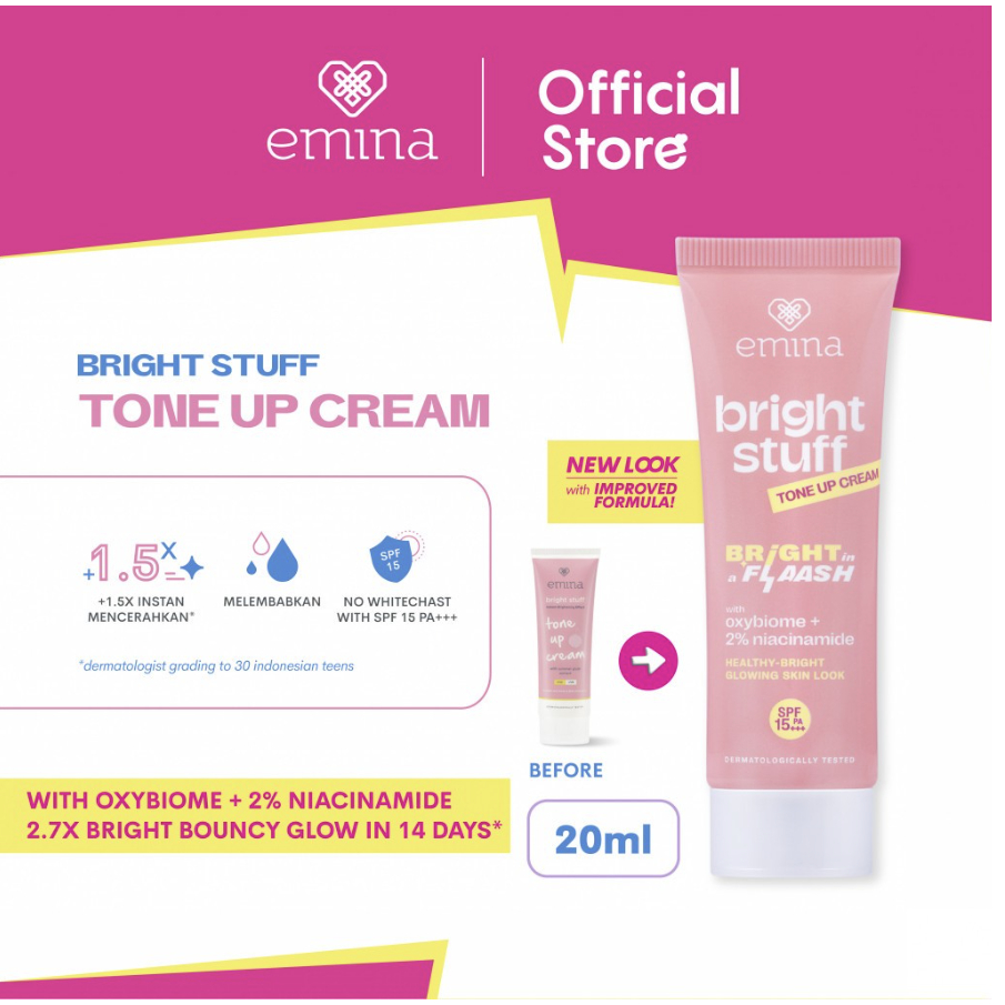 Jual Emina Bright Stuff Tone Up Cream - 20ml (Kemasan BARU) | Shopee ...