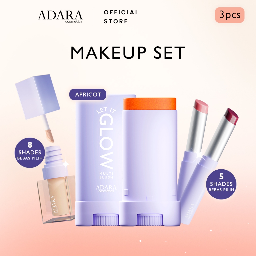 Jual ADARA Makeup Set 3pcs Package - Apricot Multi Blush | Concealer ...