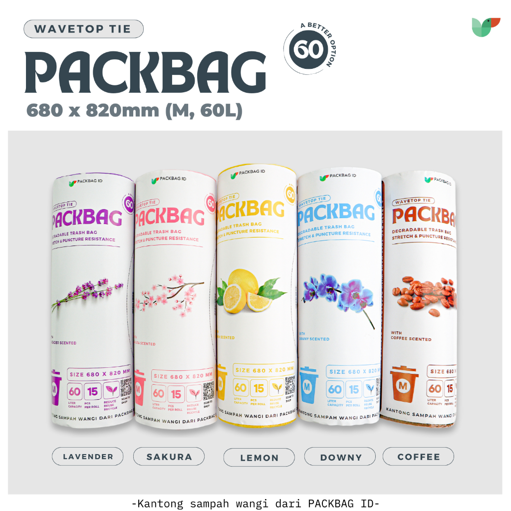 Jual PACKBAG 60 (M), Kantong Sampah Roll Wangi, Ukuran 60L, degradable ...