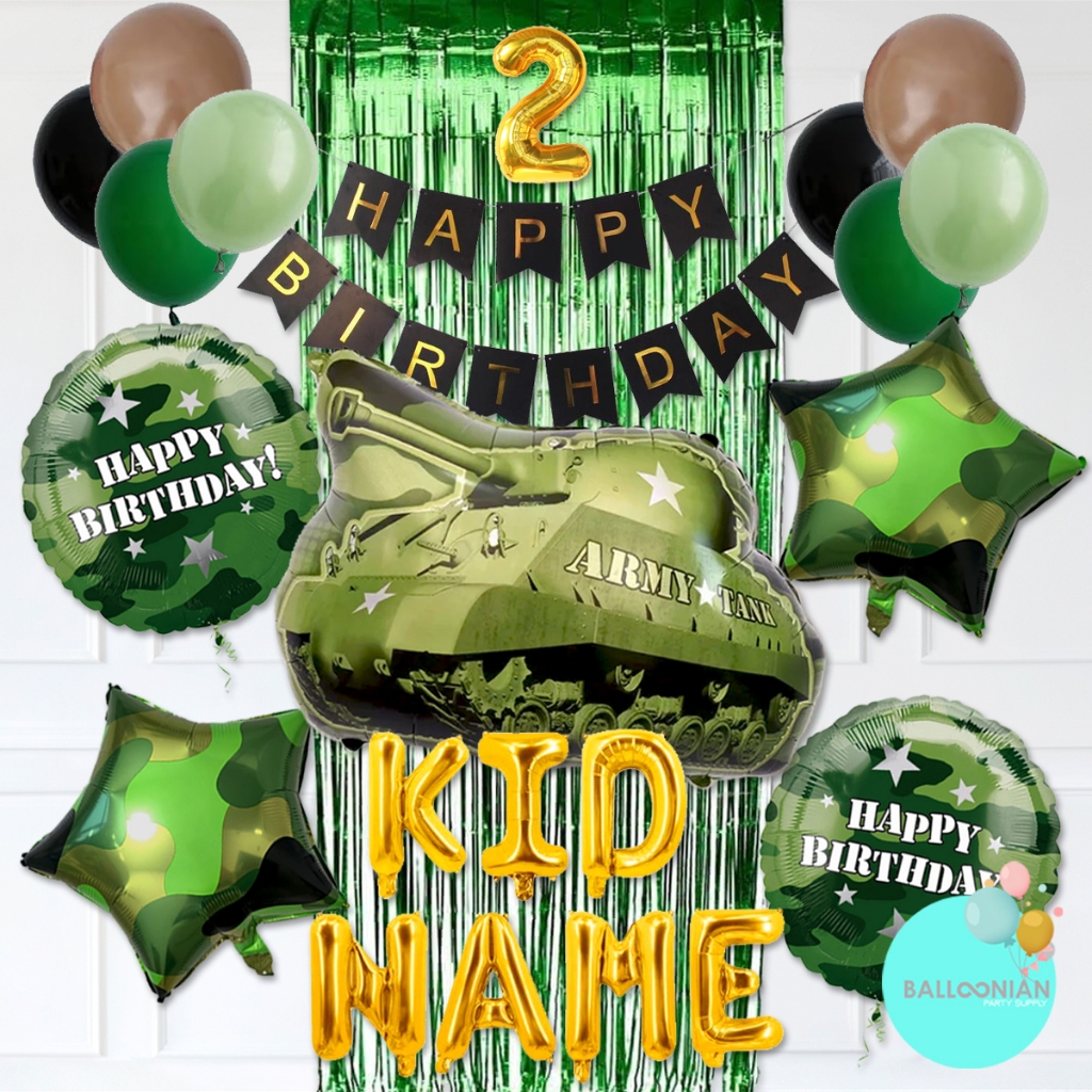 ARMY SIMPLE DECORATION SET/BALON ULTAH TENTARA/POLISI/BALLOON FOIL TANK/HAPPY BIRTHDAY