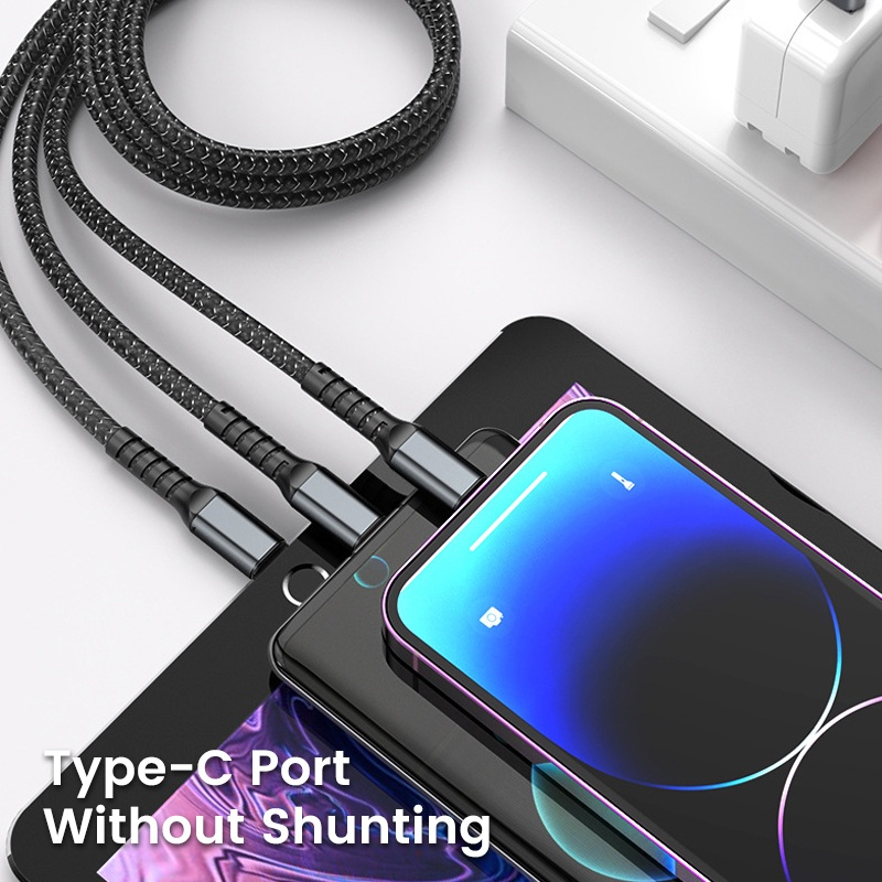 Jual 100W tiga dalam satu kabel super charging 6A Micro USB C-type fast ...