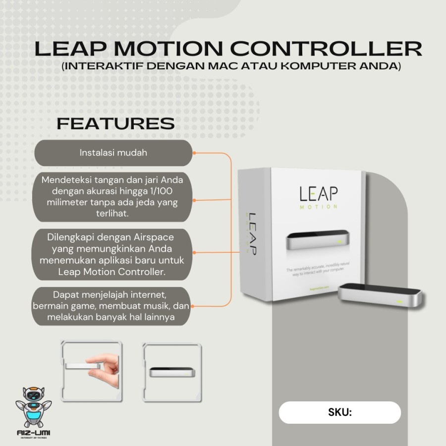 Jual Leap Motion Controller 3D Hand Gesture Motion Virtual Reality VR ...