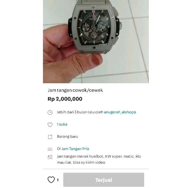 Jual jam hublot kw super sale
