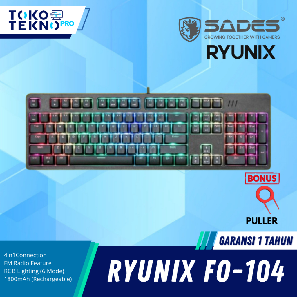 Jual Sades Ryunix FO-104 Keyboard Gaming Mechanical Fullsize | Shopee ...