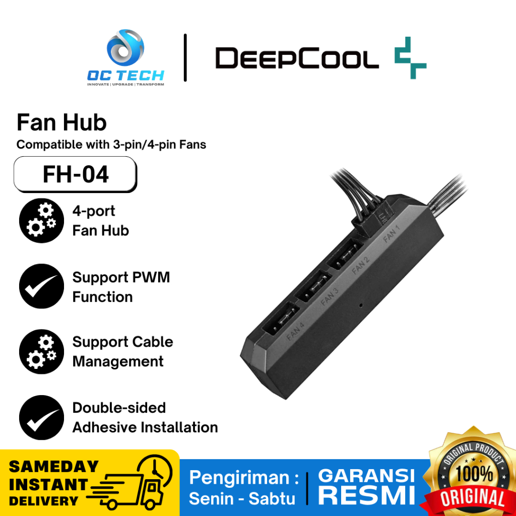 Jual Deepcool FH-04 Fan Hub 4Port Pin PWM Splitter Cabang Hub Kabel ...