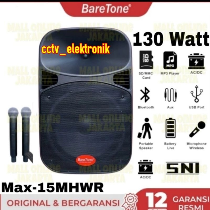 Jual Speaker Aktif Baretone 15 Inch Portable Max 15 Mhwr Wireless