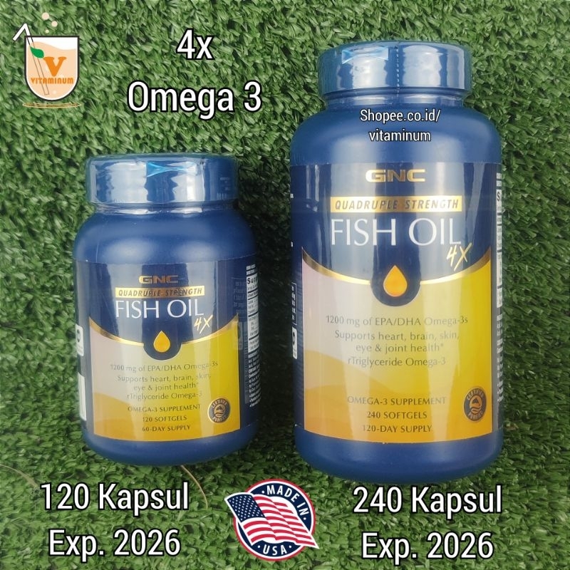 Jual GNC Quadruple Strength 4x Fish Oil 1200 mg 120 / 240 Kapsul Shopee Indonesia