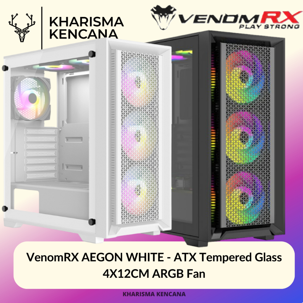 Jual VENOMRX AEGON ATX TEMPERED GLASS INCLUDE 4 FAN ARGB | Shopee Indonesia