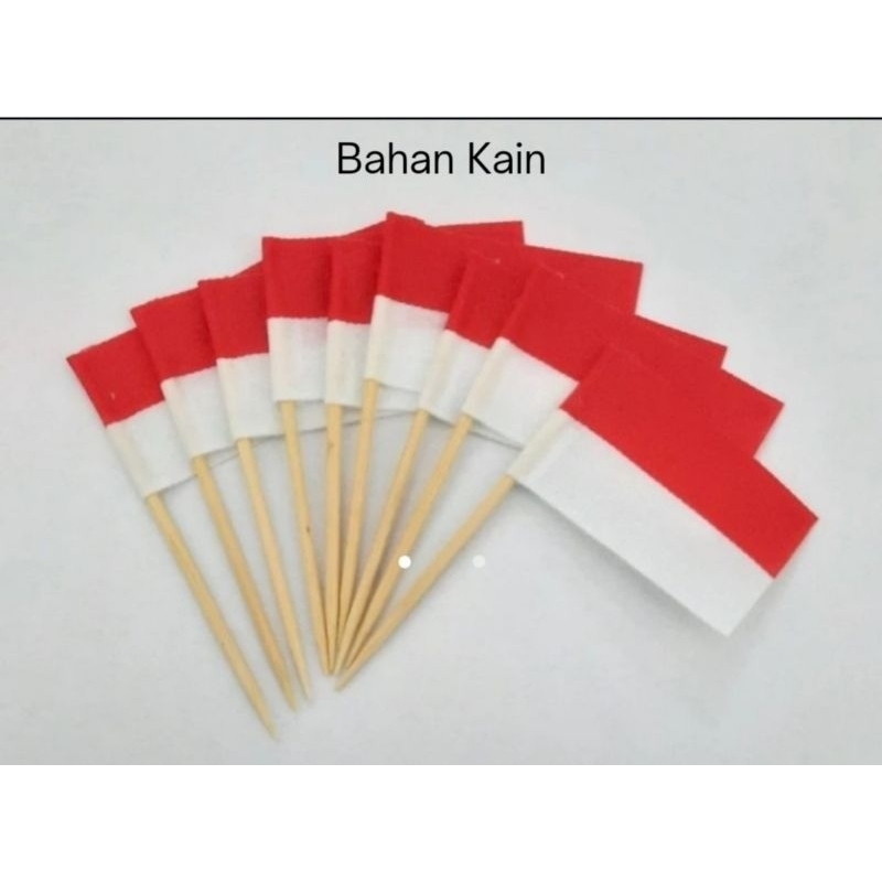 Jual Tusukan Cake Topper Bendera Merah Putih Isi 10pcs Tusuk Gigi