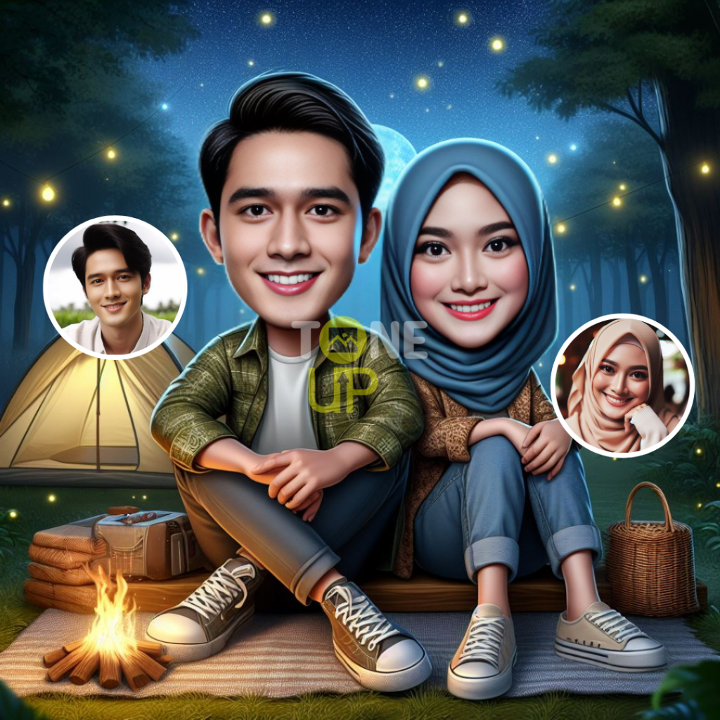 Jual Jasa Edit Foto Ai Karikatur 3D/4D Pasangan Couple Camping Outdoor ...