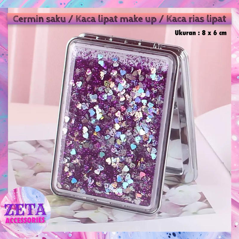 Jual Zeta C Cermin Lipat Gliter Kaca Lipat Make Up Dua Sisi