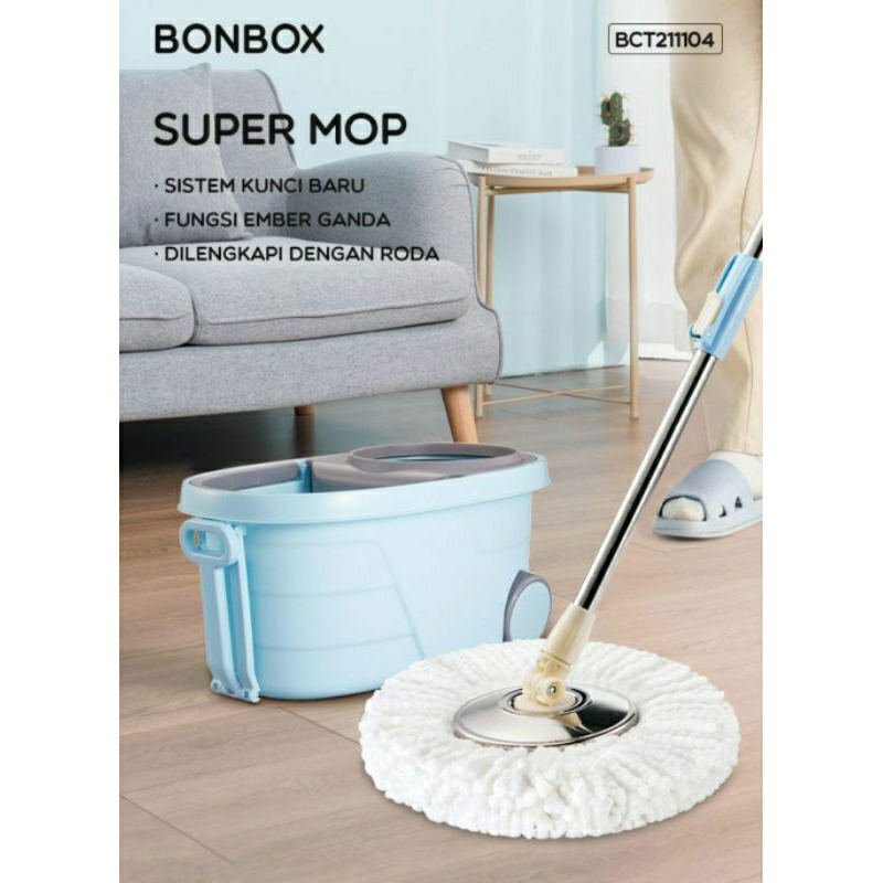 Jual Bonbox Pel Lantai Fiber spin mop anti cape Roda | Shopee Indonesia