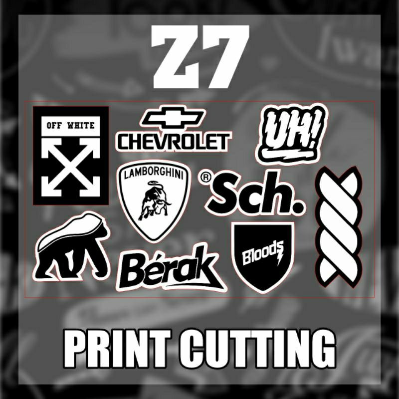 Jual STIKER PACK UNTUK HELM LAPTOP BLACK AND WHITE PRINT CUTTING ...