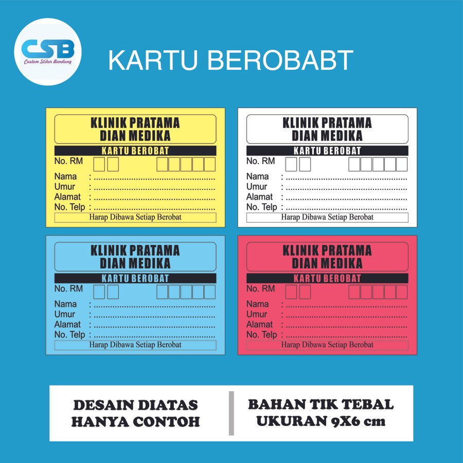 Jual Cetak Kartu Berobat Pasien Bahan Brief Card 160 Gsm | Shopee Indonesia