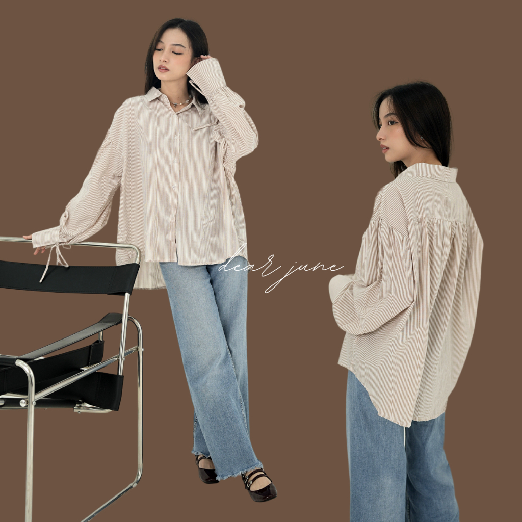 Jual JUNE - Kale Stripe Shirt - Oversized Stripe Shirt - Stripe Shirt ...