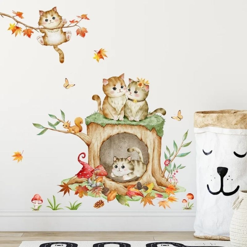 Jual Wallpaper Sticker Dinding Lovely Cat Wall Stiker Dinding Kucing ...
