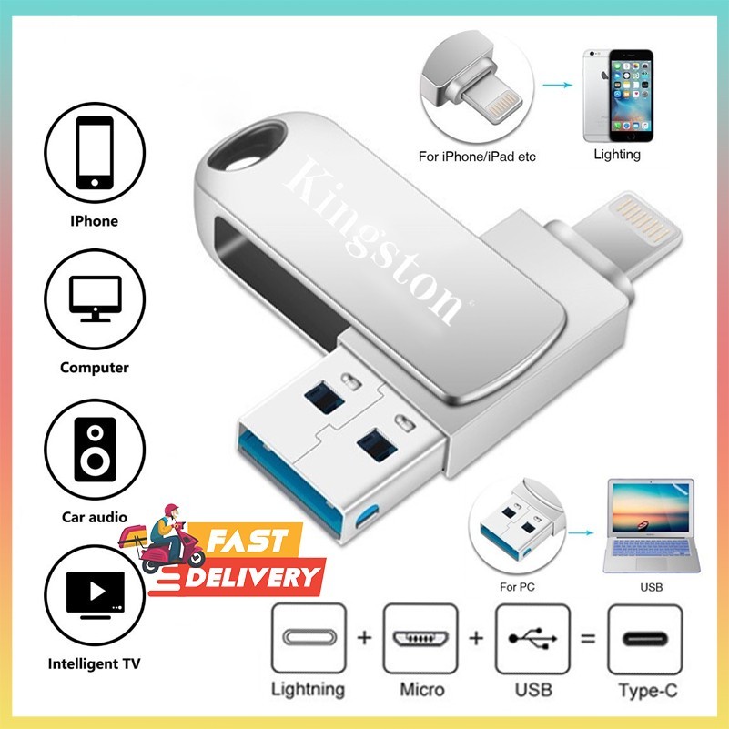 Jual Kingston flashdisk 3 in 1 IOS OTG USB Flash Drive 512GB/1TB/2TB