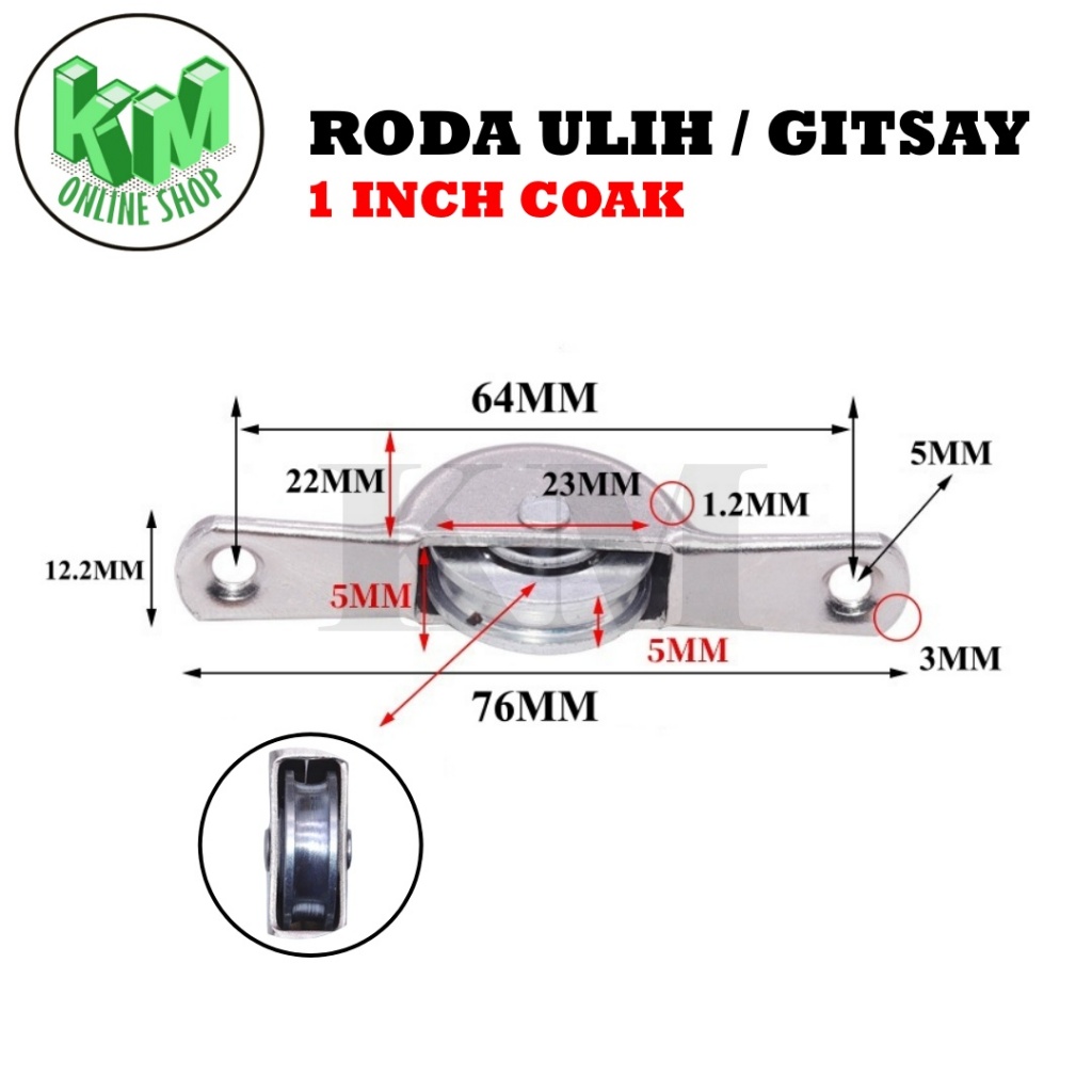 Jual Roda Ulih Size 3/4 Inch 1 Inch / Roda Gitsay Gitsai / Roda Etalase ...