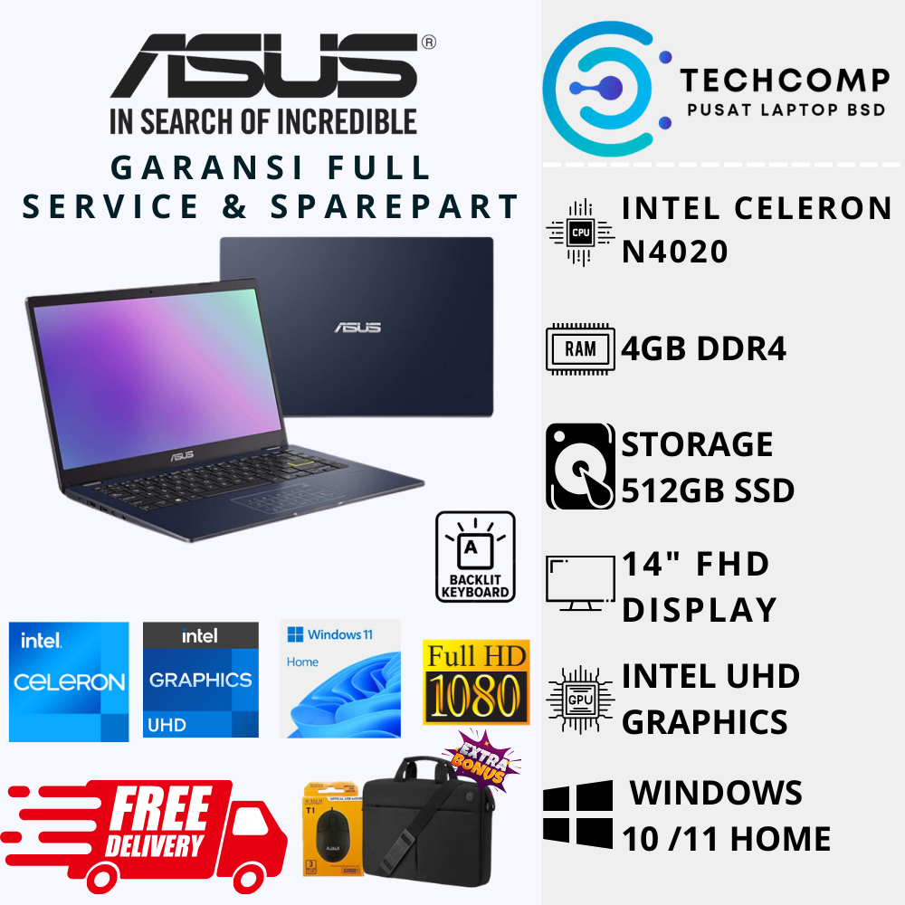 Jual Laptop Baru Pelajar Asus Vivobook E410ma L410ma Intel N4020 Ram 4gb 512gb Ssd 14 Inchi 