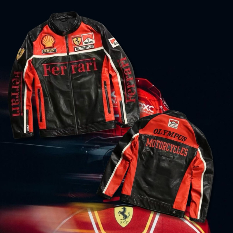 Jual IAMYOURQL - FERRARI RED OMP RACE JACKET LEATHER | Shopee Indonesia