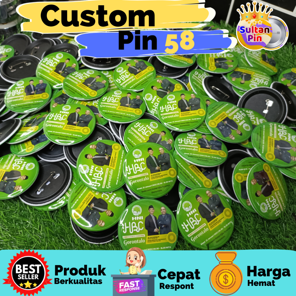 Jual Cetak Pin Custom 58 / Pin 58mm / PIN PENITI / PIN BROS / PIN ...