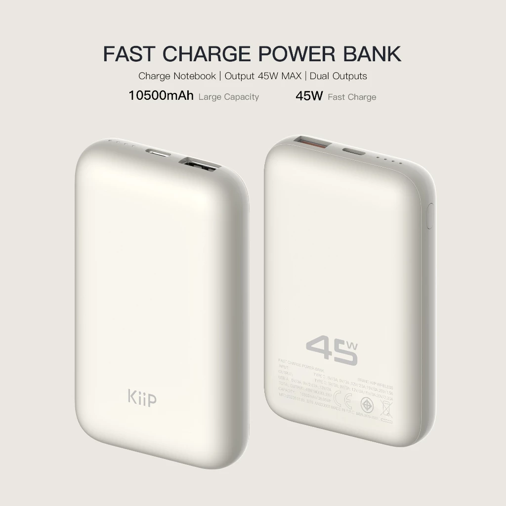 KiiP E67 Power Bank Fast Charging 45W Type C PD 10500mAh