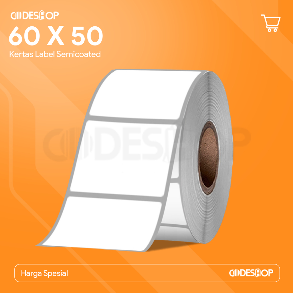 Jual Label Semicoat 60 x 50 mm Stiker Printer Barcode 60x50 Core Besar ...