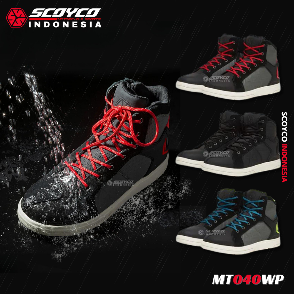 Jual Sepatu Casual Waterproof Sneakers Racing Shoes Bahan Kulit Scoyco ...