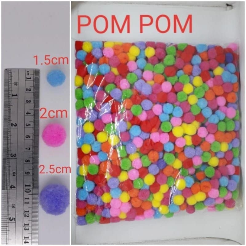 Jual Pom Pom Warna Warni 2 cm isi 50 pcs / Mainan Edukasi Montessori ...