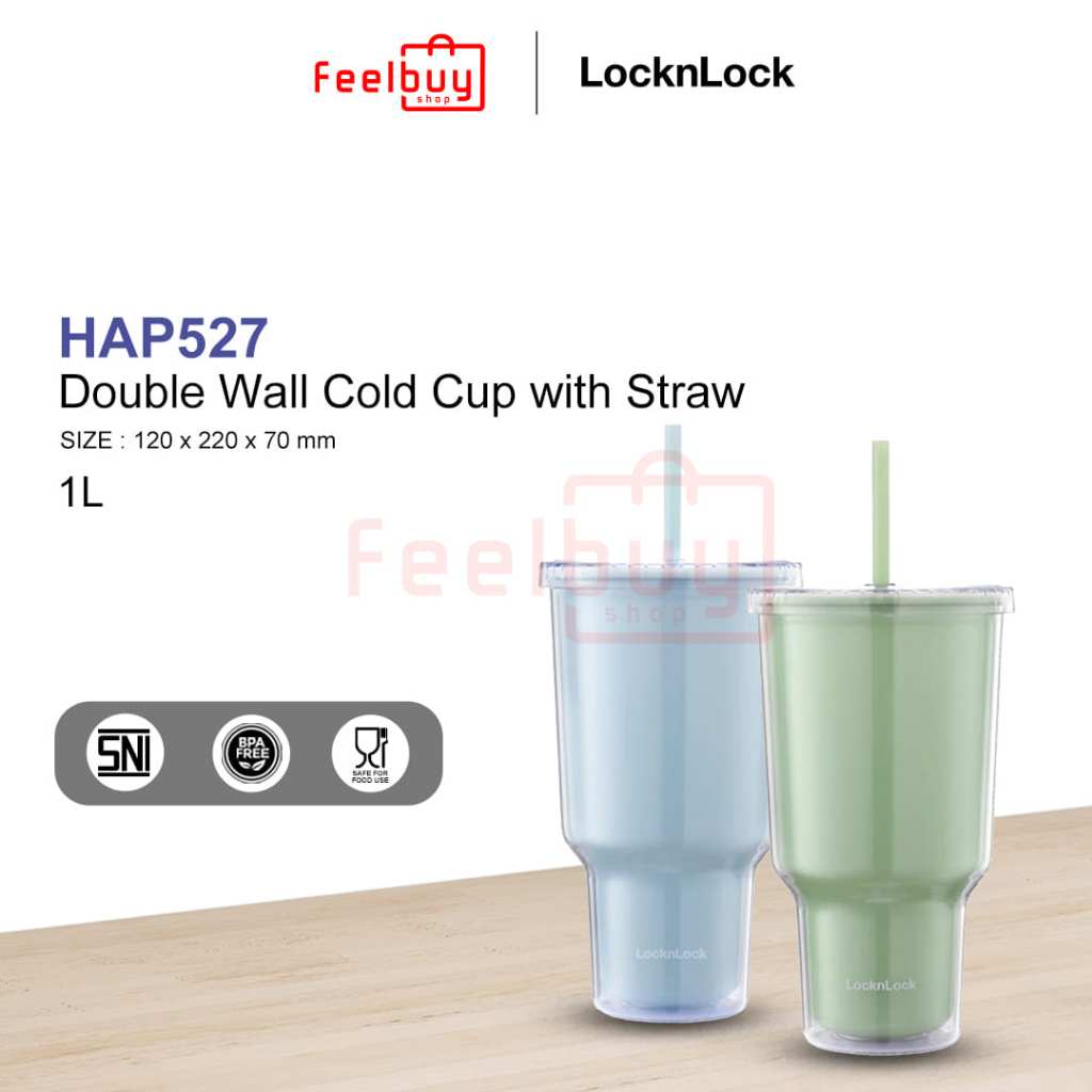 Jual LocknLock Exclusive Double Wall Cold Cup with Straw 1L