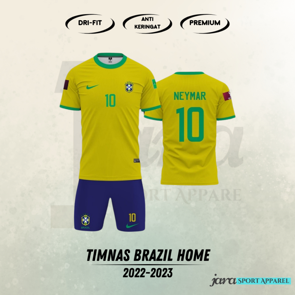 Jual Jersey TIMNAS BRAZIL HOME 2022/2023 Baju Bola Piala Dunia Qatar ...