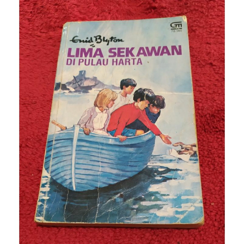 Jual Novel Enid Blyton Lima Sekawan Di Pulau Harta Ori Cover Lama