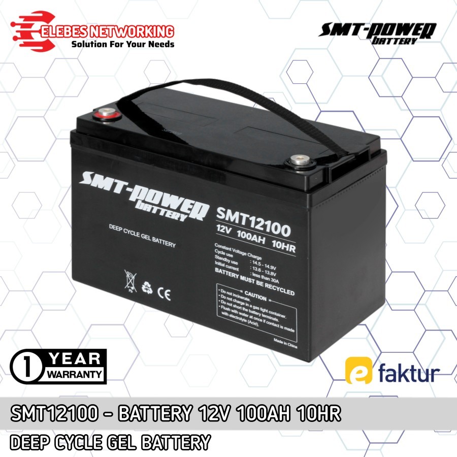 Jual SMT12100 Battery SMT-POWER 12V 100AH 10HR Baterai Aki Deep Cycle ...