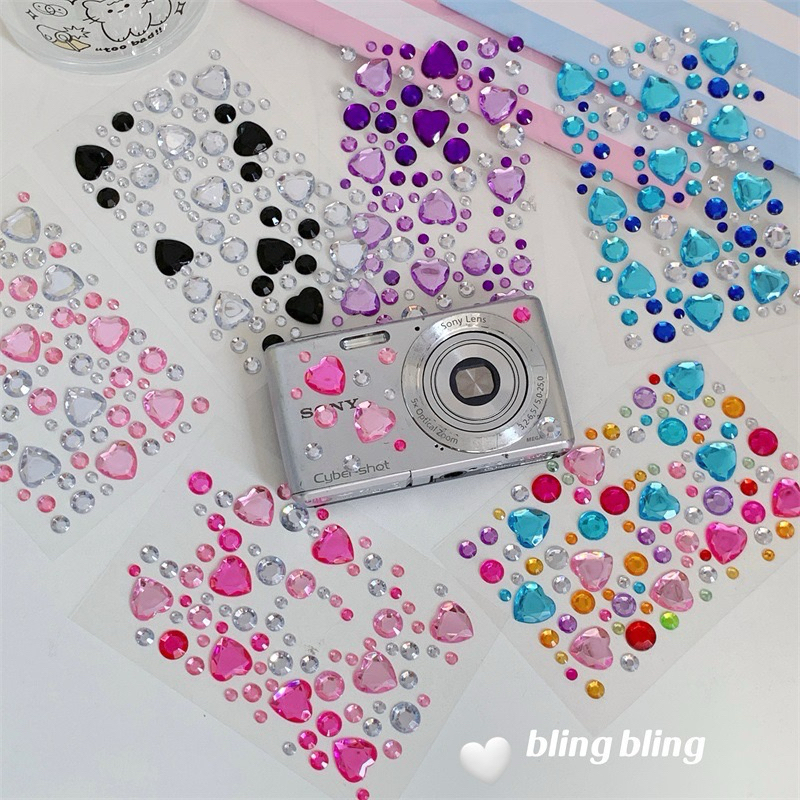 Jual Ringo Stuff - 3D Gemstone Sticker Stiker Hati Permata Timbul Motif ...
