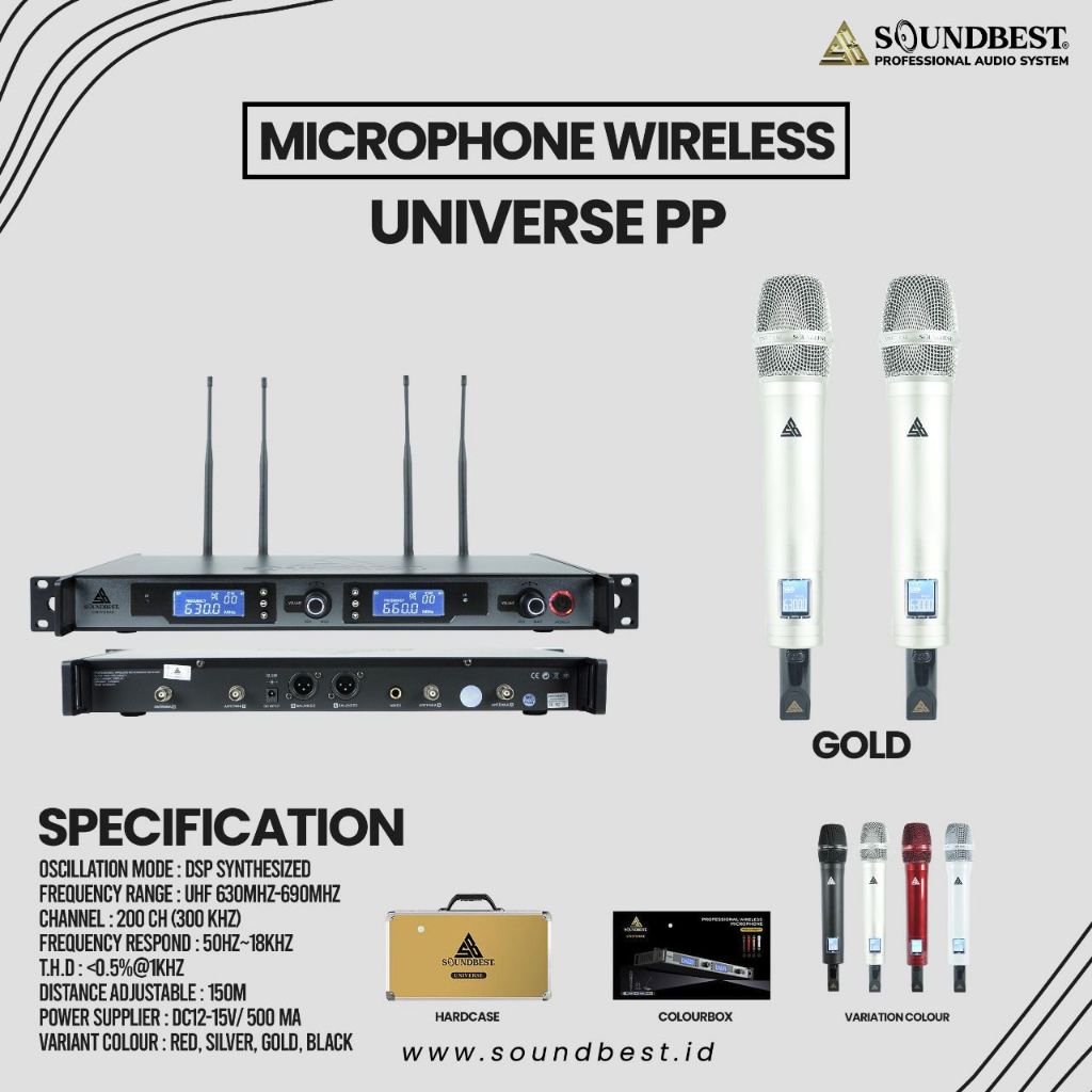 Jual Mic Wireless Soundbest Universe - 2 Mic Handheld / Pegang